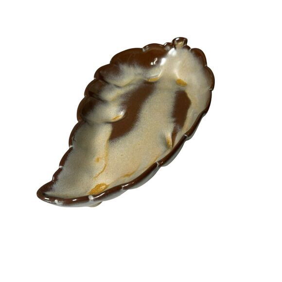 Vintage Frankoma Pottery Leaf Dish 226 Tray Cinnamon Brown - Picture 10 of 12